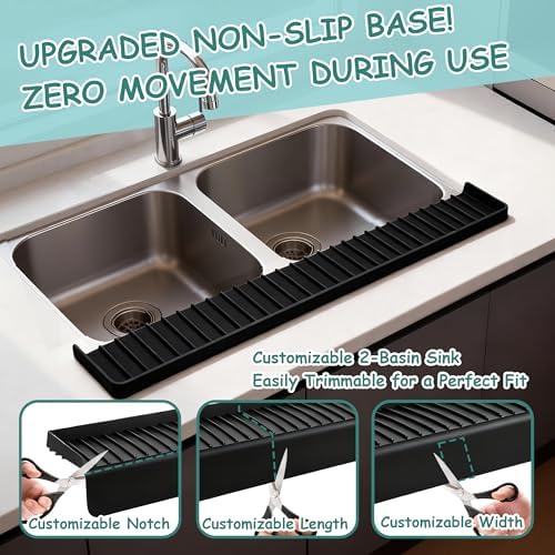 Silicone Sink Edge Protector Splash Guard 30x4 Inch Black