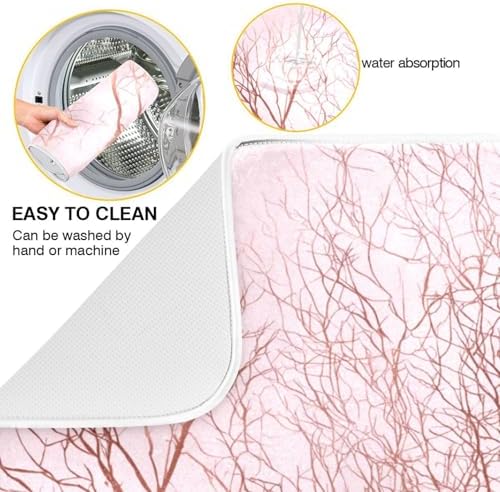 OTVEE Branch Charm Print Dish Drying Mat for Kitchen Counter Absorbent