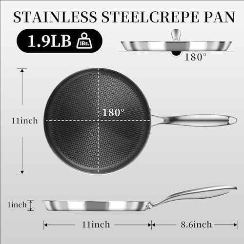 Innerwell Nonstick Crepe Pan 11inch Stainless Steel Crepe Pan