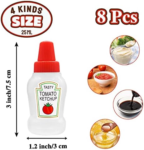 Niurewan 8 Pcs Mini Ketchup Bottles,25ml Condiment Squeeze