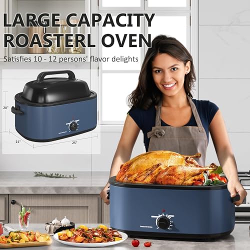 Roaster Oven 28 Quart, Electric Turkey Roaster with Self-Basting Lid