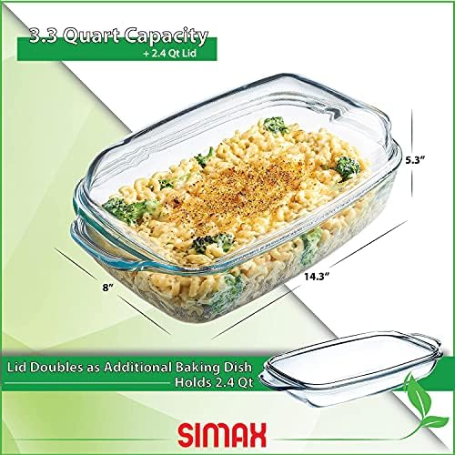 Simax 3 Quart Glass Casserole Dish with Lid