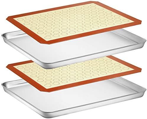 Wildone Baking Sheet with Silicone Mat Set, 4 Pieces