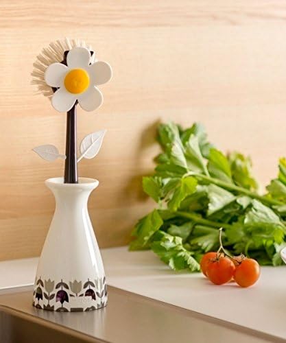 Vigar Flower Power Dish Brush, White and Black