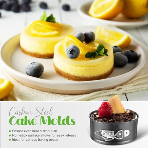 Toyvian 6-Pack Mini Springform Pans 4.72 Inch Round Cake Pans