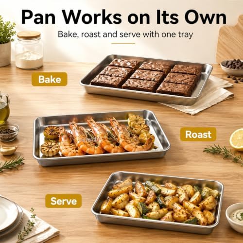 Titanium Baking Sheet with Cooling Rack Set of 2, 16x12Inch Cookie