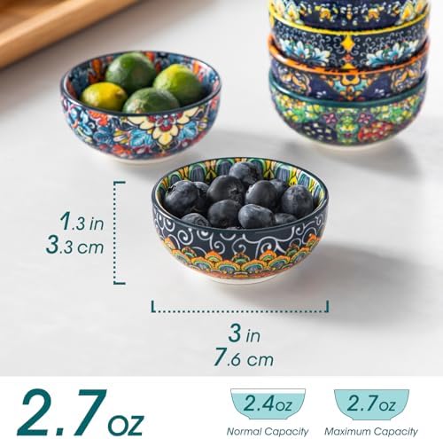 vancasso SIMI 2.7 Oz Ceramic Dipping Bowls Set of 6, Bohemian Sauce