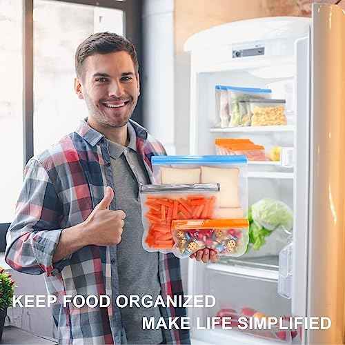 Lerine 6 Pack Reusable Gallon Freezer Bags Dishwasher Safe, BPA Free