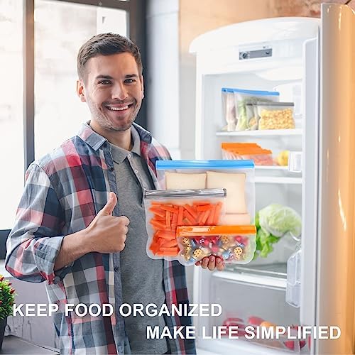 Lerine 10 Pack Reusable Freezer Bags, Dishwasher Safe
