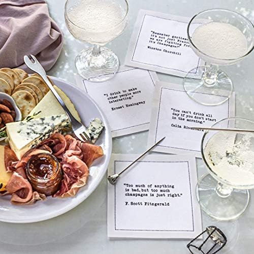 Five Star Funny Drinking Quotes | White Cotton Cocktail Napkins | 50