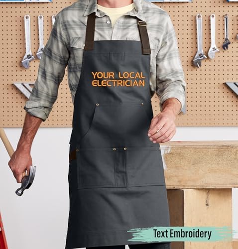 TEEAMORE Custom Workwear Apron with Pockets Logo Text Embroidered &