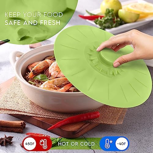 Silicone Bowl Lids, Green, Set of 5