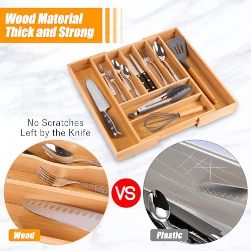 Bellsal Large Bamboo Silverware Organizer, 17" x 19.6"