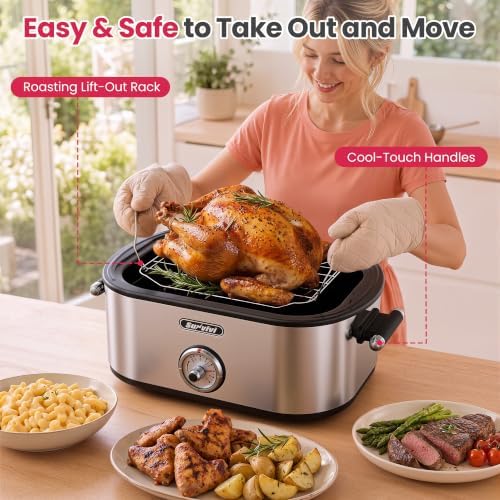 Roaster Oven with Extra Large Visible Glass Lid 28QT
