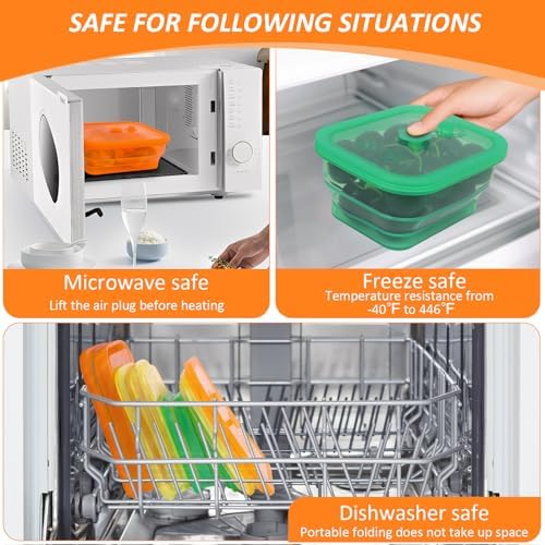 Set of 3 Clear Collapsible Full Silicone Food Storage Containers with