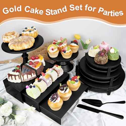 MACIFECI Cake Stand Set, Black Cake Stands For Dessert Table Including