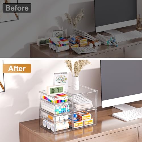 Stackable Storage Drawers, Acrylic Organizers,7 Drawers