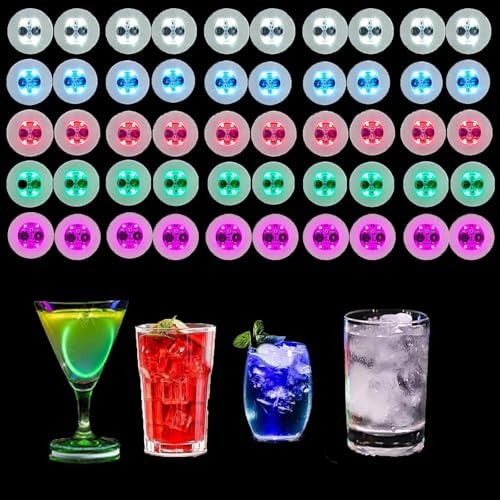 50PCS LED Light Up Drink Coasters,Multi-Color Glowing Cup Coasters