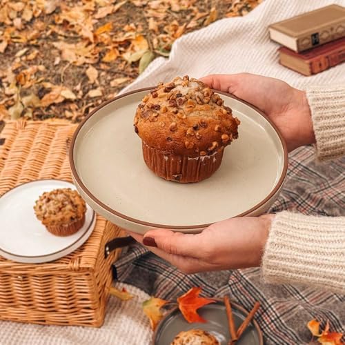 MORA Ceramic Flat Plates Set of 6-8 in - The Dessert, Salad