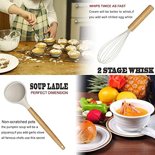 35-Piece Silicone Kitchen Utensil Set, Wooden Handles