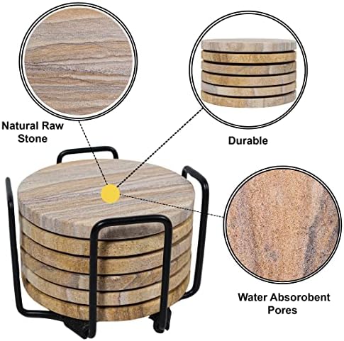 Sandstone Water Absorbent Hand Crafted Round Coasters for Drinks