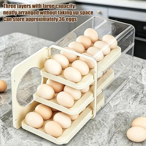 Rolling Egg Dispenser – Clear Sliding Fridge Egg Holder With Drawer