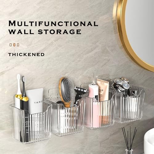 4 Pack Acrylic Wall Mount Organizer, Clear