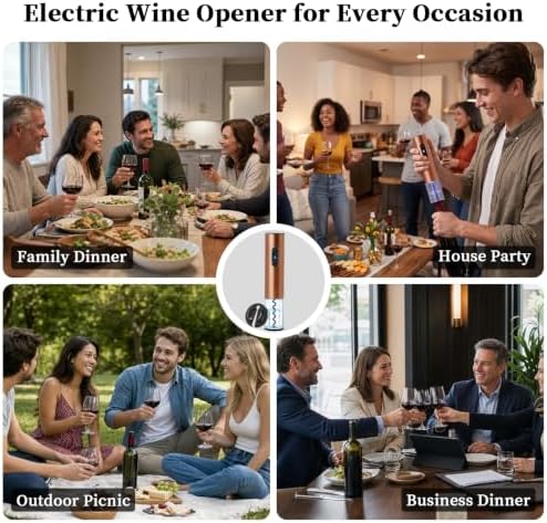 Electric Wine Opener with Foil Cutter, Automatic Wine Bottle Corkscrew