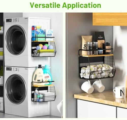 2 Set Magnetic Shelf for Refrigerator with Wood Lid, Fruit Potato &