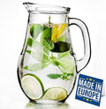 62 oz Glass Water Pitcher with Red Lid and Spout, Jug with Glass