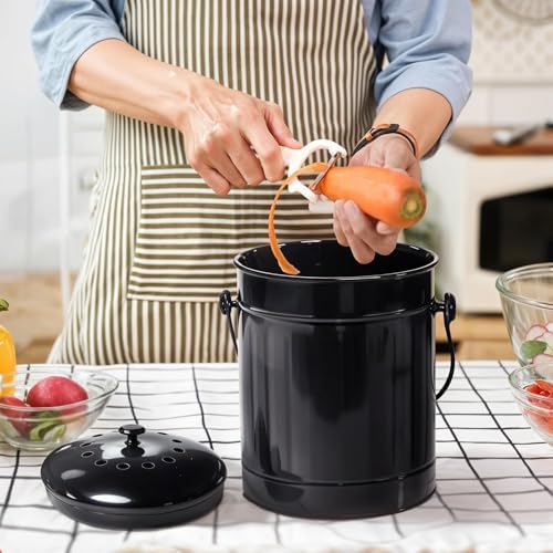 Plexon 1.5 Gallon Metal Compost Bin with Airflow Lid