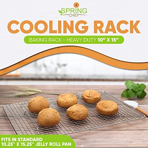 Spring Chef 10" x 15" Stainless Steel Cooling Rack for Baking, Set of