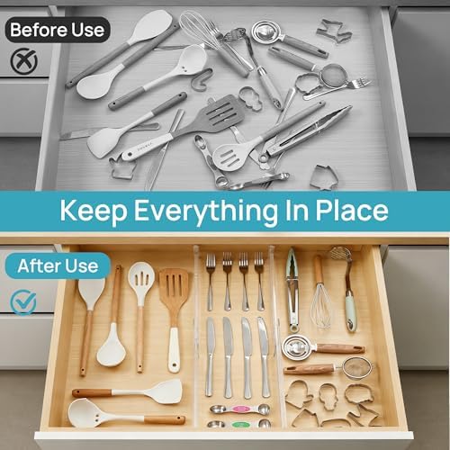 Vtopmart 4 Pack Shallow Drawer Dividers, 2.36" High 12.5"-20.8"