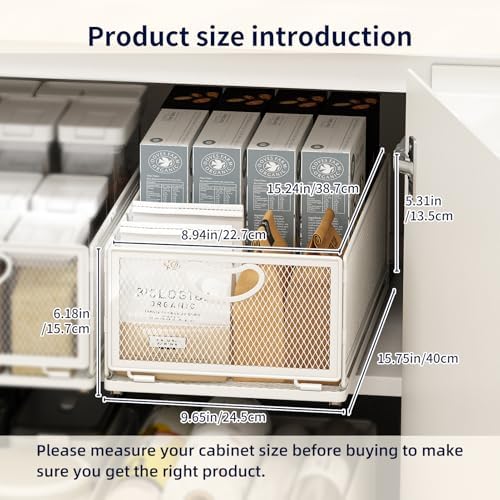 Pull Out Cabinet Organizer, No Drill Adhesive Sliding Drawers for