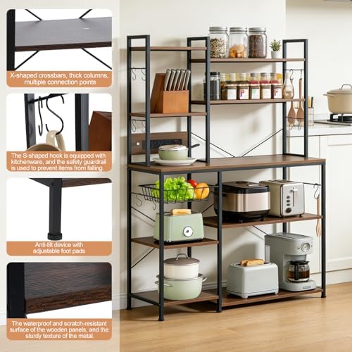 6-Tier Kitchen Microwave Bakers Rack with Power Outlet