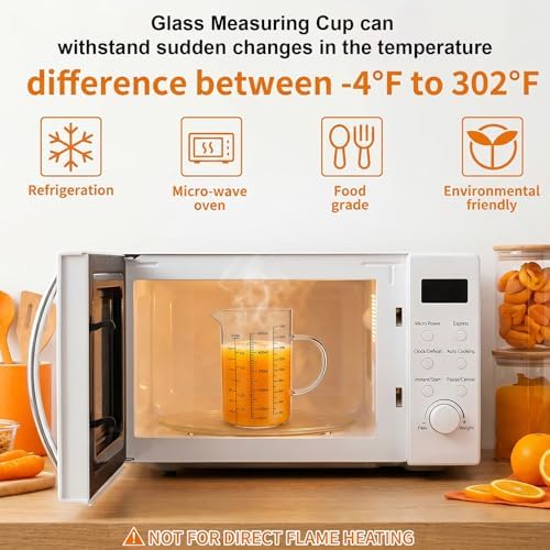 Graduated Glass Measuring Cup With Handle 500ML (16Oz, 2Cups)