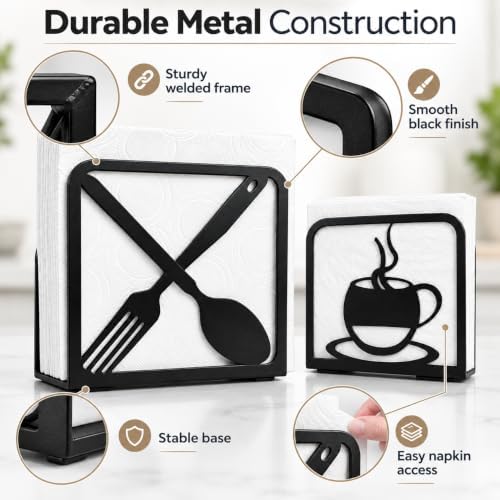 LFT Coffee Cup & Fork Napkin Holder for Table, 2 Pack Dinner &