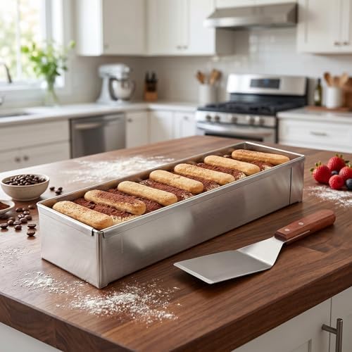 2 Pcs Tiramisu Pan Stainless Steel Rectangle Cake Pan Set with Acrylic
