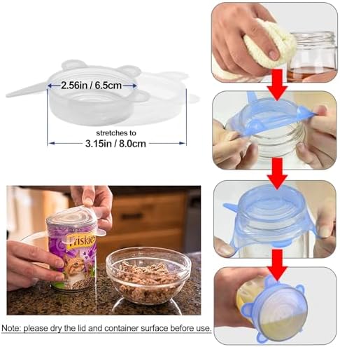 Silicone Can Lids (10 Pack, All 2.6'' Diameter), Reusable Silicone
