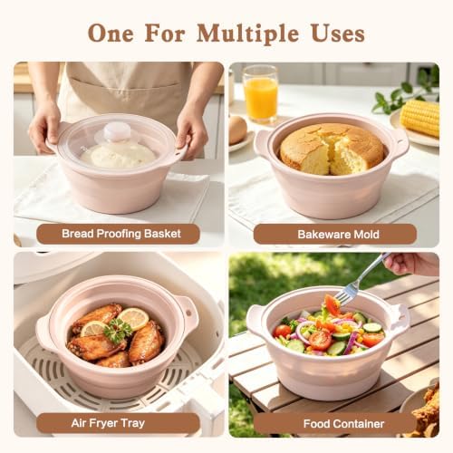 42oz Collapsible Silicone Microwave Steamer (Beige)