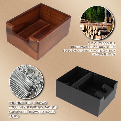 DIBTSA Espresso Knock Box with Tamping Station,Coffee Grounds Pucks