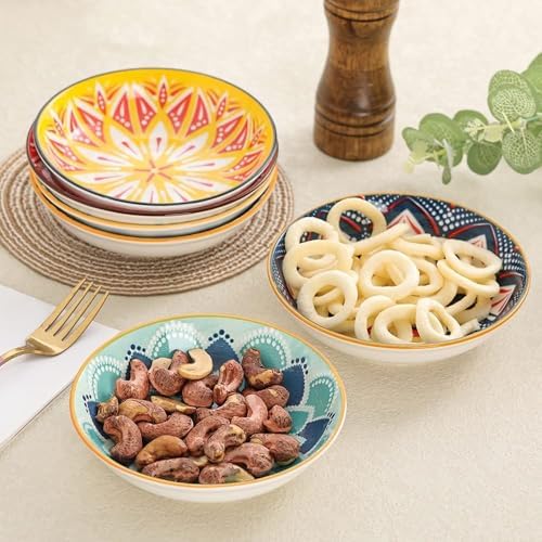 6 inch 4 Pack Cute Bohemian Colorful Ceramic Candy Bowls