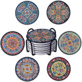 Ceramic Coasters Absorbent Non Slip 6pcs 4 Inch Coaster Turkish