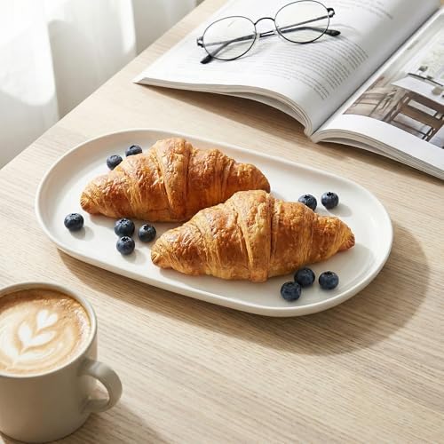 Oval Platter Oval Trays 2 Pack for Entertaining, White Plates Serving