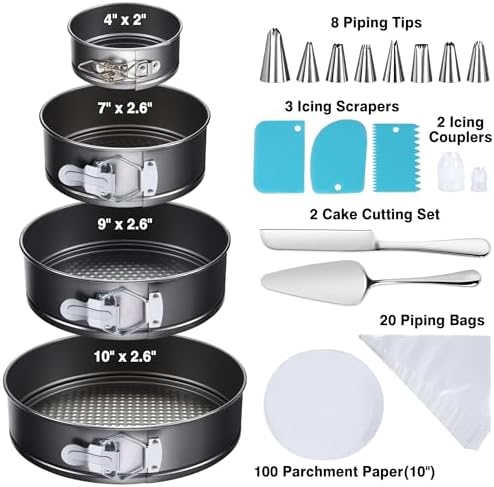 139PCS Springform Cake Pan Set - 4 Non-stick Cheesecake