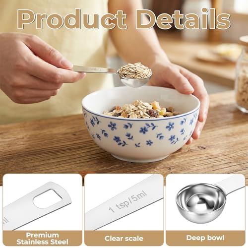 5 Pcs 1 Teaspoon Measuring Spoons, 5 ml/1Tsp/1/3 Tablespoon/5 cc