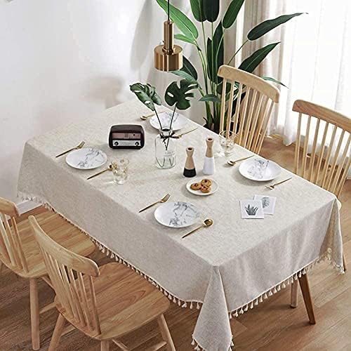 meioro Rectangle Linen Fabric Table Cloth 47 x 63 Inch - Dining Room
