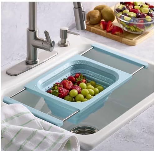 Expandable & Collapsible Vegetable/Fruit Strainer Basket on Sink, with