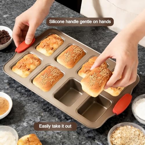 Mini Loaf Pans 8 Cavity Loaf Baking Pans With Silicone Handle Gold