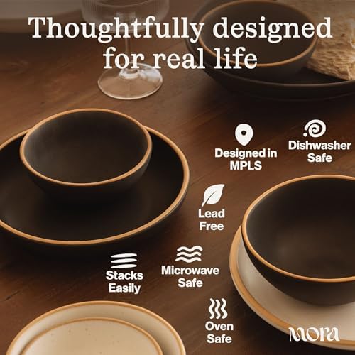 MORA Small Bowls Set of 4, 16oz Ceramic Pottery Dessert Bowls